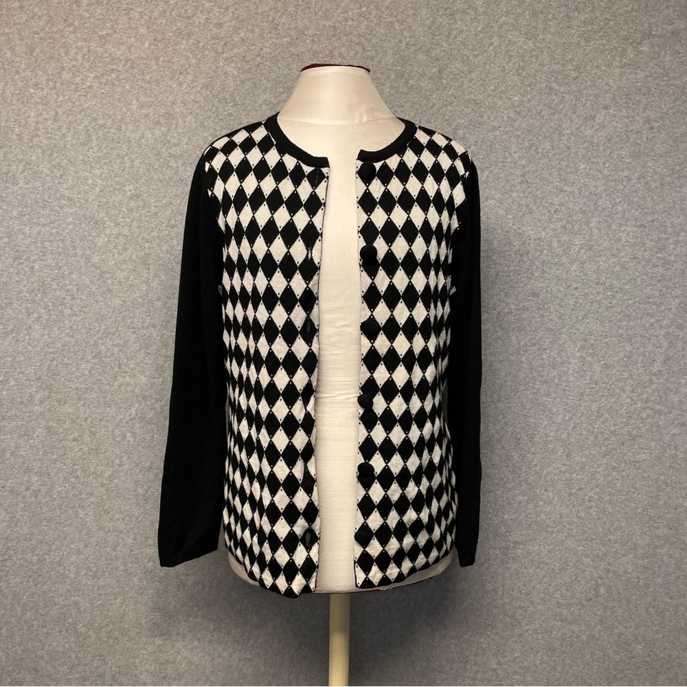 Pendleton Petite Checkered 100% Merino Wool Cardigan Sweater Size Medium Button